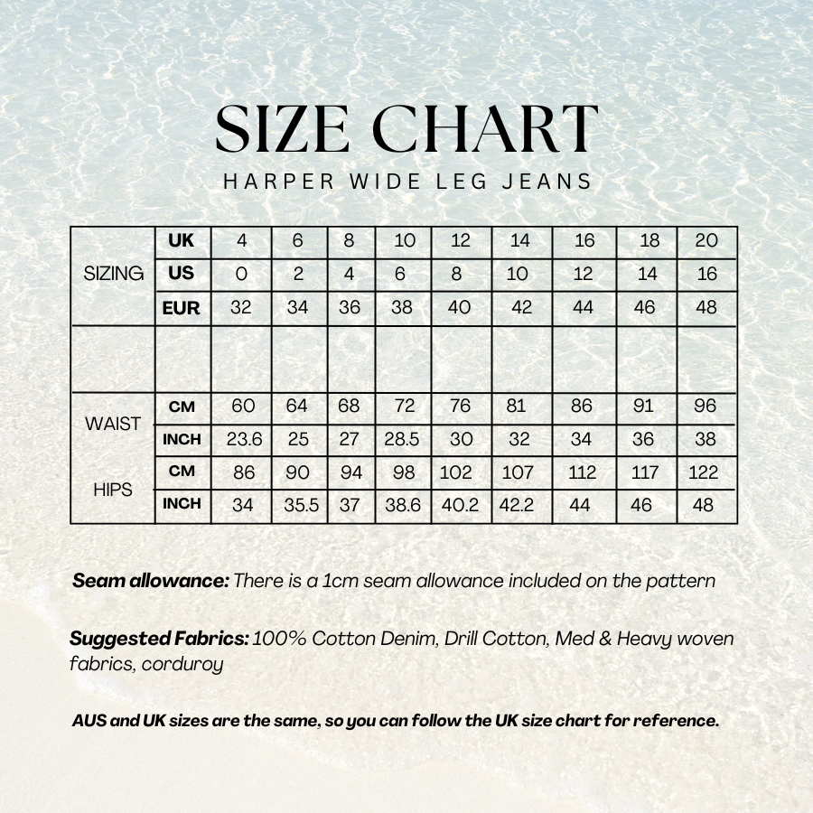 Harper Wide Leg Jeans - PDF Sewing Pattern