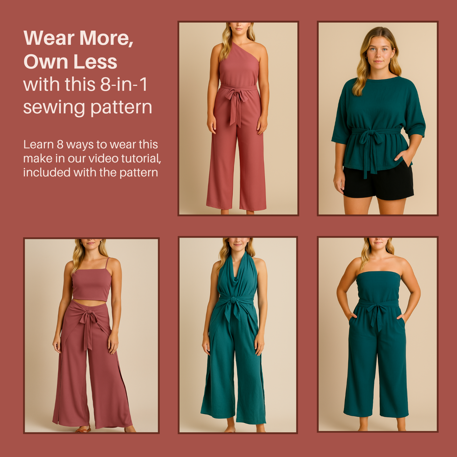 8-in-1 Palazzo Pants & More - PDF Sewing Pattern (Plus Sizes Included)